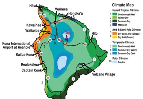 map of hawaii climate zones
