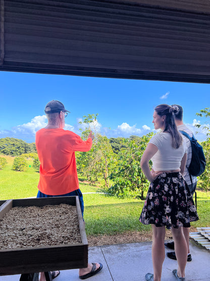 image of people listening during Hog Heaven Coffee farm tour